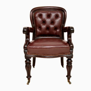 Antique William IV Leather Desk Chair, 1840