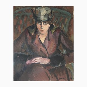 René Guinand, Portrait de femme, 1918, Huile sur Toile, Encadrée