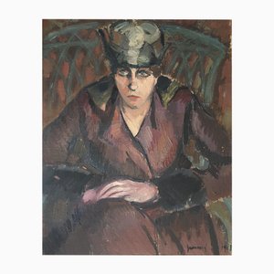 René Guinand, Portrait de femme, 1918, Olio su tela, Con cornice