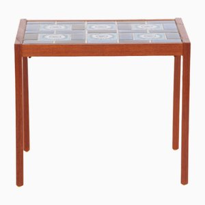 Small Danish Table in Teak with Blue Tiles, 1970s