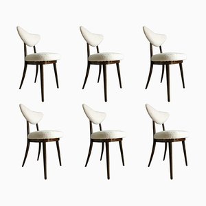 Mid-Century White Boucle Heart Chairs by Kurmanowicz, 1960s, Set of 6