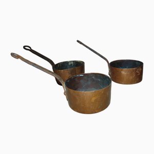 Pentole vintage in rame, anni '20, set di 3