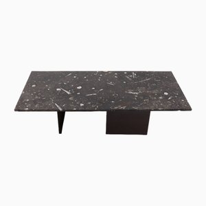 Mesa de centro rectangular de piedra fósil de Metaform, años 80