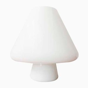 Lampe de Bureau Mushroom en Verre Opalin de Venini, 1960s
