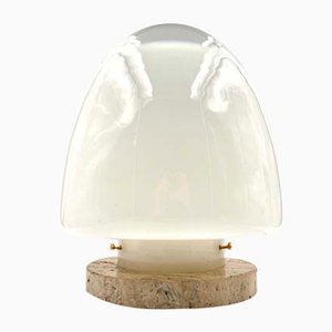 Lámpara de mesa italiana de cristal de Murano y travertino de Giusto Toso para Leucos, años 70