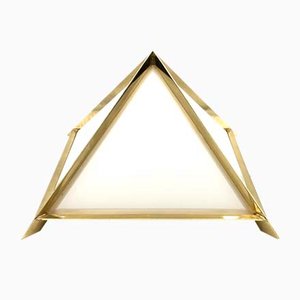 Lámpara de mesa piramidal italiana de latón dorado de Christos, 1970