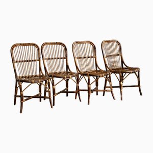 Bamboo Chairs, 1970s, Set of 4