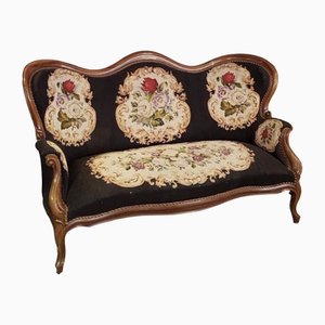 Textile & Wood Sofa, 1950s