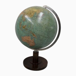 Vintage Globe with Wooden Base, 1950s