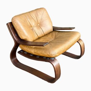 Mid-Century Danish Space Age Lounge Chair in Leather and Rosewood, 1970s