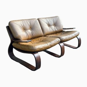Mid-Century Danish Space Age Sofa in Leather and Rosewood, 1970s