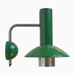 Danish Modern Adjustable Green Wall Lamp by Louis Poulsen, 1970s
