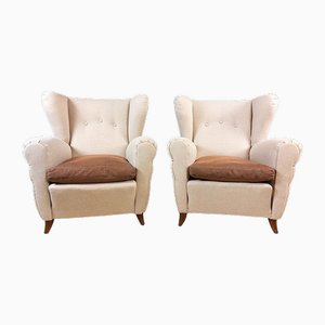 Italian Wing Back Armchairs, Set of 2