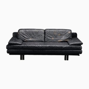 Postmodern Leather Sleeping Sofa, 1980s