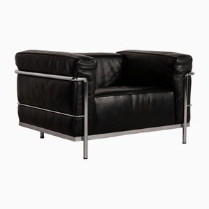 Black Leather LC3 Armchair by Le Corbusier for Cassina