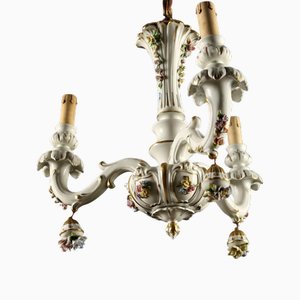 Porcelain Chandelier in Rococo Style from Capodimonte