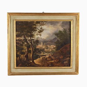 Giacomo Micheroux, Landscape, 1800s, Oil on Canvas, Framed