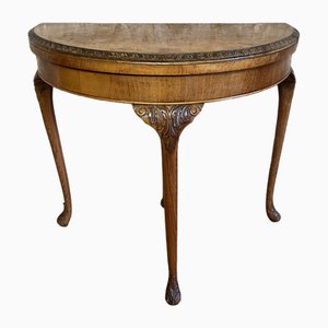 Table de Jeu Antique en Ronce de Noyer