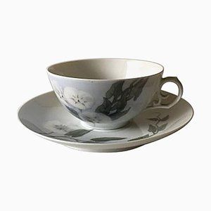 Art Nouveau Tea Cup and Saucer from Royal Copenhagen, 1920s, Set of 2
