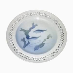 Art Nouveau Pierced Plate with Fish from Bing & Grondahl, 1940s