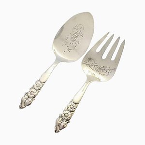 Dahlia Sterling Silver Fish Serving Set attributed to Siegfried Wagner for Georg Jensen, 1926, Set of 2