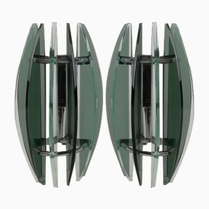 Wall Sconces in Colored Glass and Chrome from Veca, Italy, 1970s, Set of 2