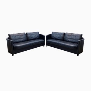 Black Leather Sofas from FSM Garnitur, Set of 2