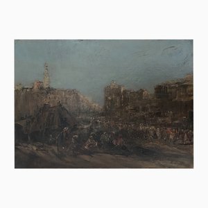 Edouard Jacques Dufeu, Vue d'une ville du Moyen-Orient, huile sur toile