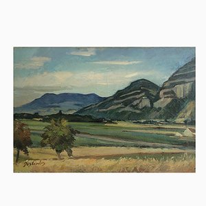 Roger Descombes, Vue sur le grand et petit Salève, Öl auf Leinwand