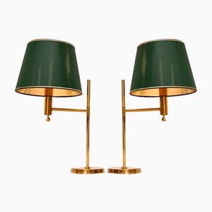 Vintage Swedish Brass Table Lamps attributed to Bergboms, 1970s, Set of 2