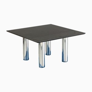 Coffee Table with Black Granite Stone Plate & Chrome-Plated Round Tube Legs by Peter Draenert for Draenert