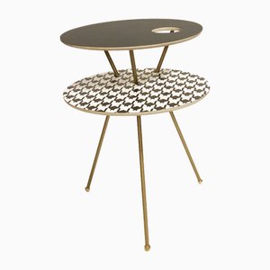 Tavolfiore Side Table in Black and Houndstooth Pattern by Tokyostory Creating Bureaau