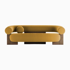 Cassete Sofa in Boucle Mustard and Smoked Oak by Alter Ego for Collector