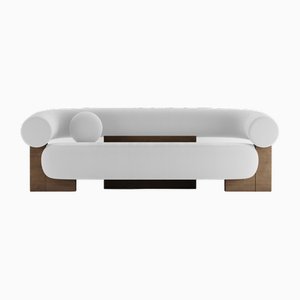 Cassete Sofa in Boucle White and Smoked Oak by Alter Ego for Collector