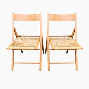 Set of Vintage Cane & Rattan Habitat Folding Chairs, 1980s
