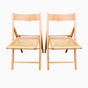 Vintage Cane & Rattan Habitat Folding Chairs, 1980s, Set of 2