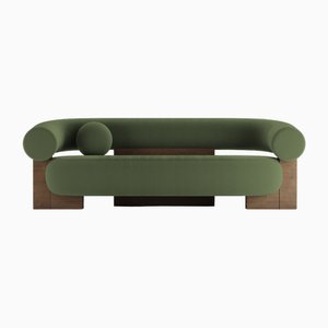 Cassete Sofa in Boucle Green and Smoked Oak by Alter Ego for Collector
