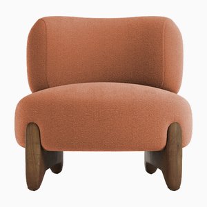 Modern Tobo Armchair in Fabric Boucle Burnt Orange and Smoked Oak Wood by Collector Studio