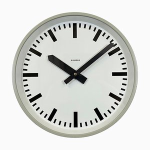 Grey Industrial Factory Wall Clock from Siemens, 1970s