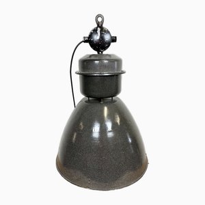 Lámpara de fábrica industrial grande de esmalte gris oscuro de Elektrosvit, años 60