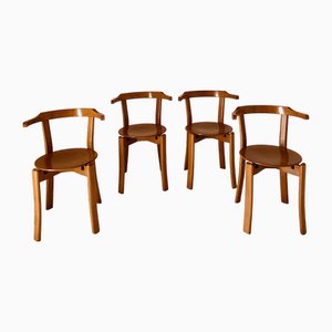 Wooden Chairs, Italy, 1970s, Set of 4