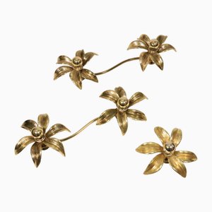 Wall Lamps with Floral Leaf Design from Massive, Belgium, 1970s, Set of 3