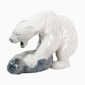 No. 1108 Polar Bear and Seal Figurine by Knud Kyhn for Royal Copenhagen, 1909