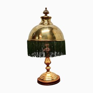 Edwardian Reading Lamp with Fringed Brass Dome Shade, 1910