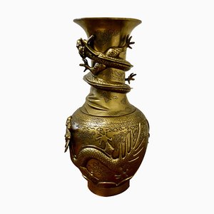 Large Oriental Decorated Brass Vase, 1900