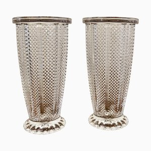 Large Art Deco French Glass Vases, 1950, Set of 2