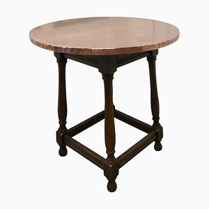 Mesa de taberna o mesa auxiliar con superficie de cobre, años 30
