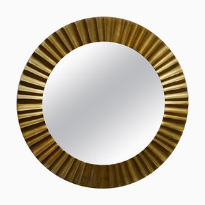 Art Deco Brass Odeon Sunburst Mirror, 1970s