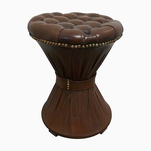 Deeply Buttoned Tam Tam Leather Stool, 1960s