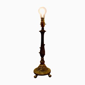 Decorative Chased Brass Table Lamp, 1920s